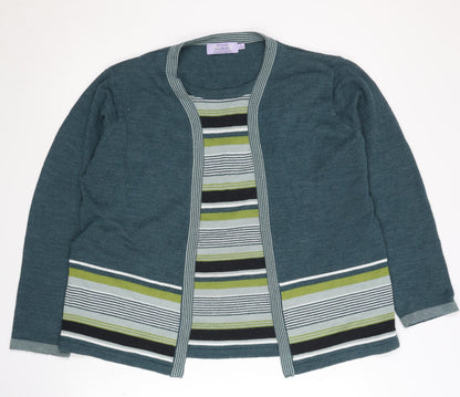 Honor Millburn Women's Green Cardigan, Size L, Striped