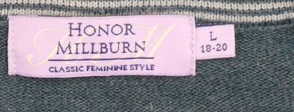 Honor Millburn Women's Green Cardigan, Size L, Striped