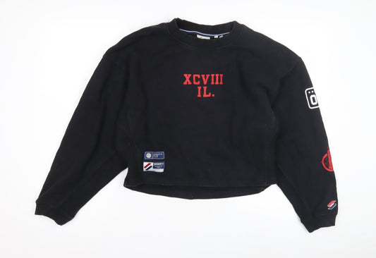 Superdry Women's Black Sweatshirt Size 14 Logo Accents