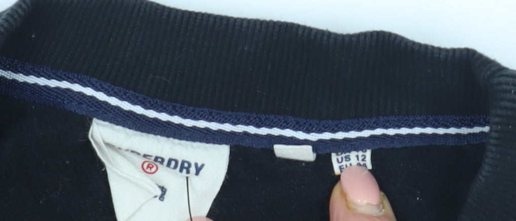 Superdry Women's Black Sweatshirt Size 14 Logo Accents