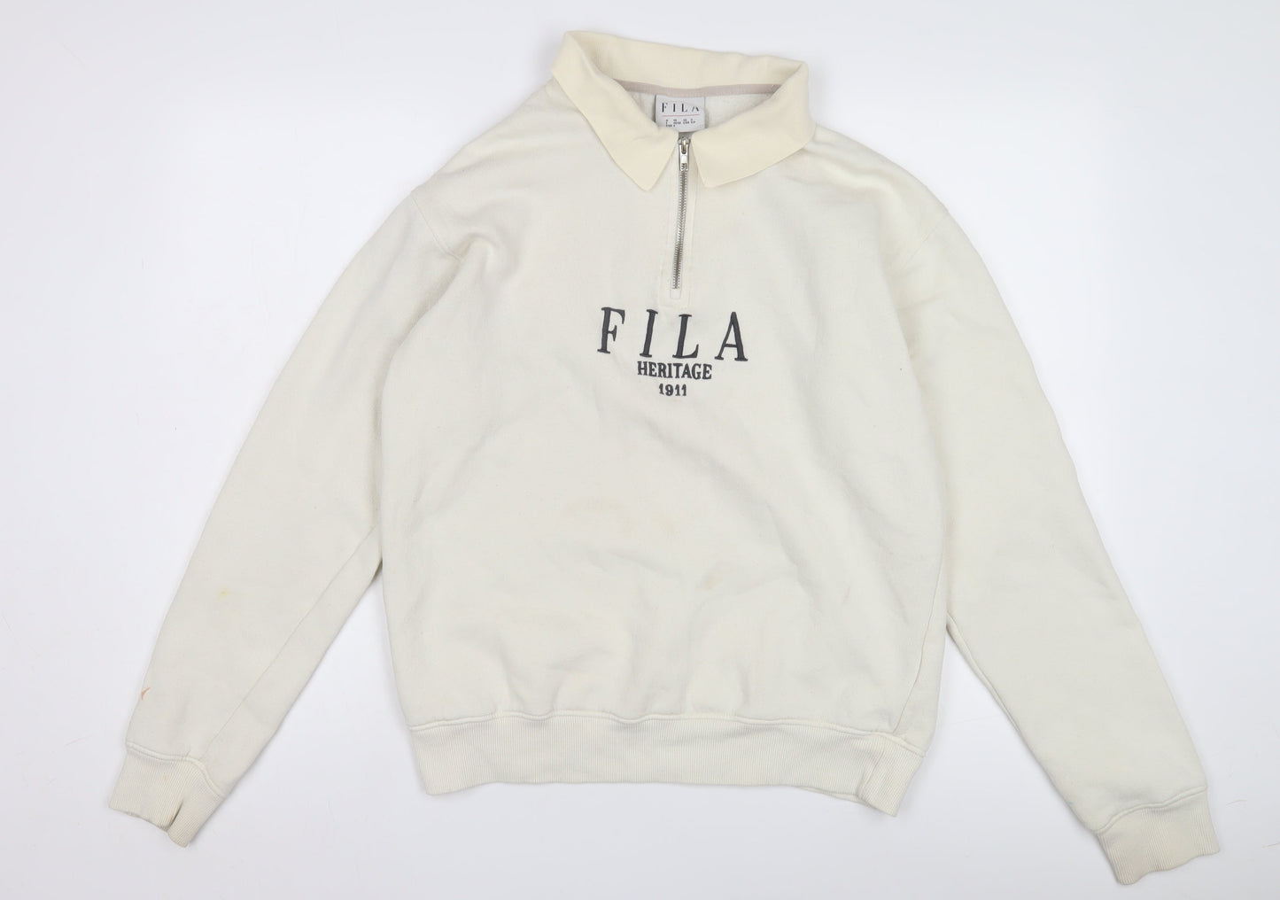 Unisex Adults UK Size S FILA Ivory Full Zip Sweatshirt