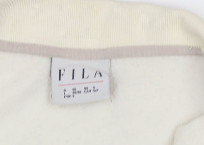 Unisex Adults UK Size S FILA Ivory Full Zip Sweatshirt