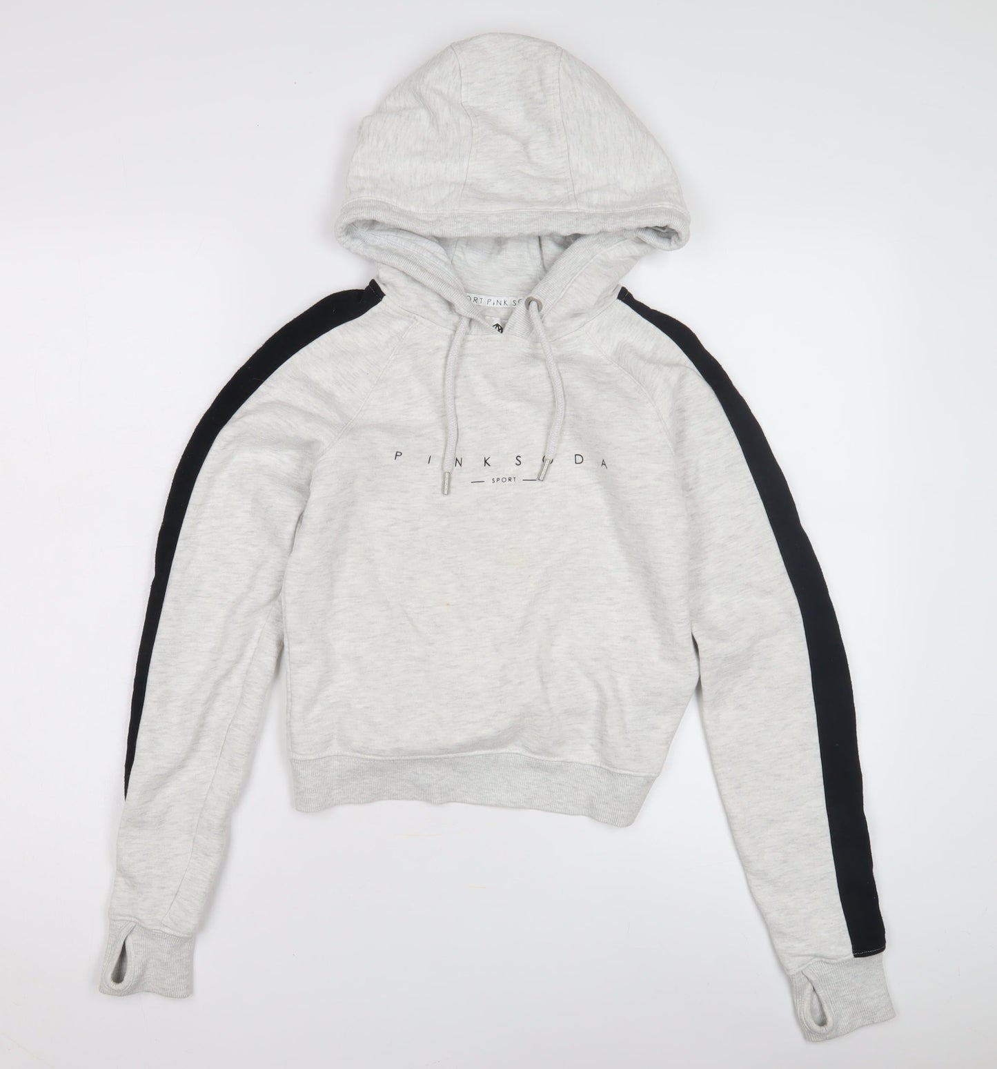 Pink Soda Women's Grey Hoodie UK 6 with Black Accents