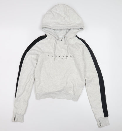 Pink Soda Women's Grey Hoodie UK 6 with Black Accents