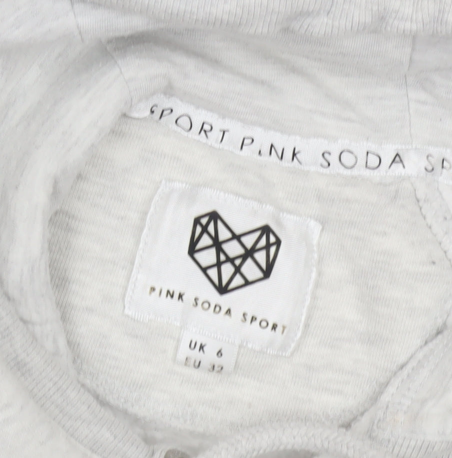 Pink Soda Women's Grey Hoodie UK 6 with Black Accents