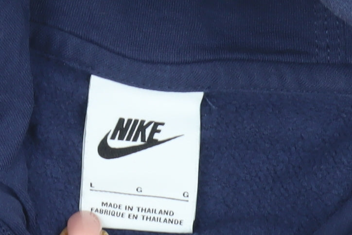 Nike Boys Blue Pullover Hoodie with Logo, Size L