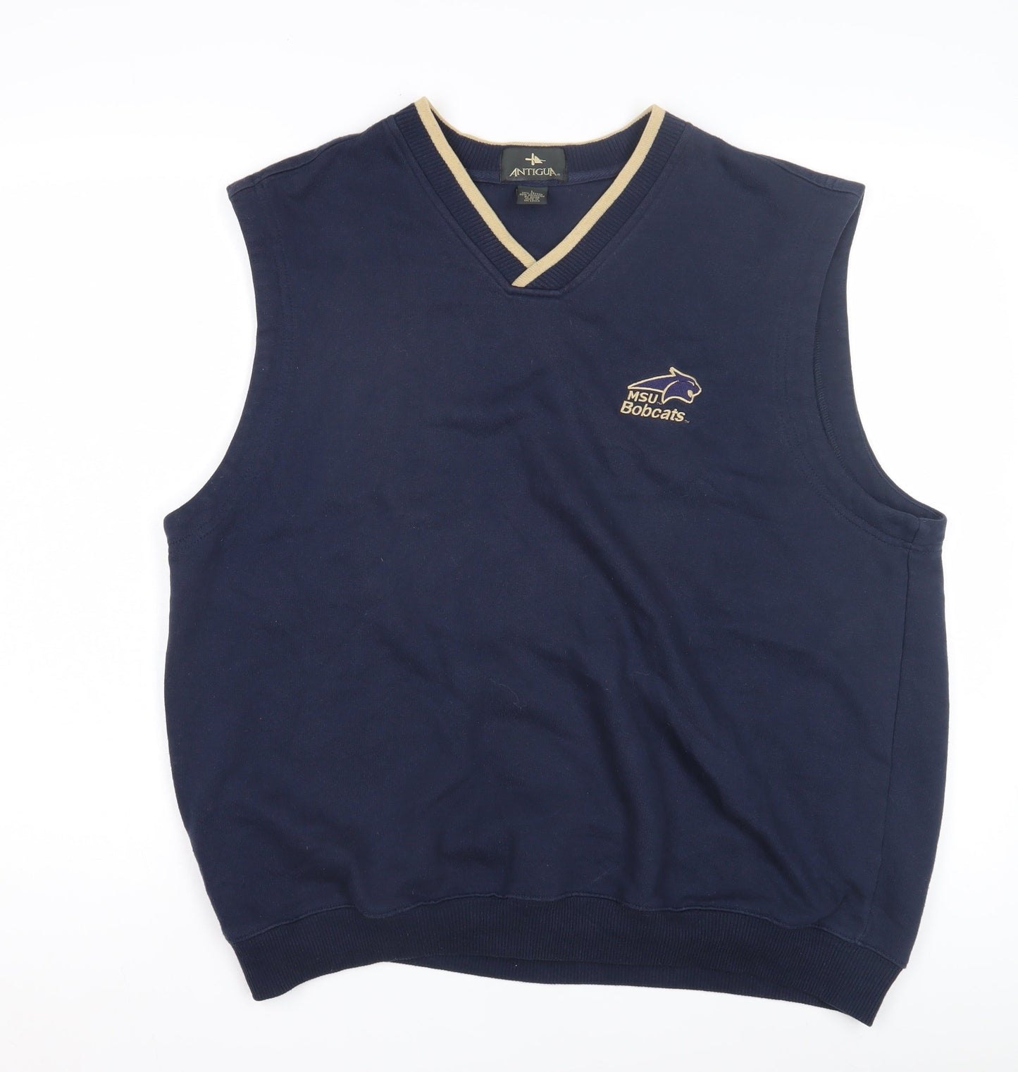 Antigua Men's Blue V-Neck Vest L, Uni Logo
