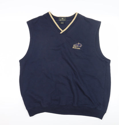 Antigua Men's Blue V-Neck Vest L, Uni Logo