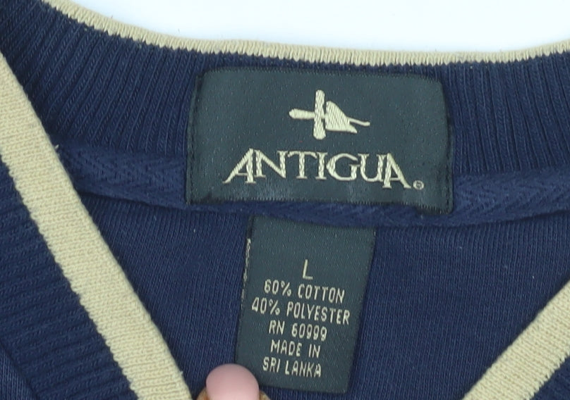 Antigua Men's Blue V-Neck Vest L, Uni Logo