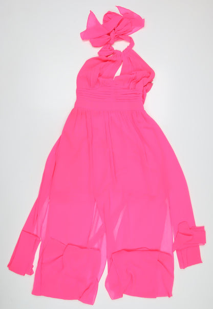 Lipsy Women's Pink Halter Midi Party Dress Size 10