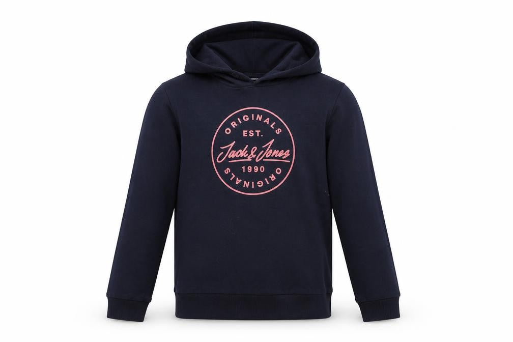 Front view of Jack & Jones unisex kids blue hoodie, 14 years, pullover