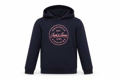 Front view of Jack & Jones unisex kids blue hoodie, 14 years, pullover