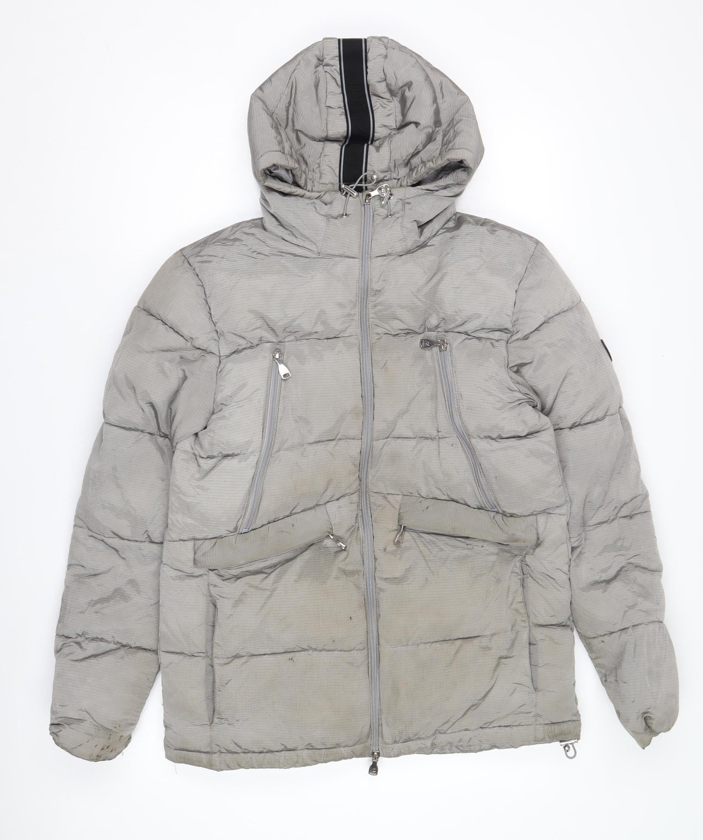 Alessandro Zavetti Grey Puffer Jacket S Unisex Winter
