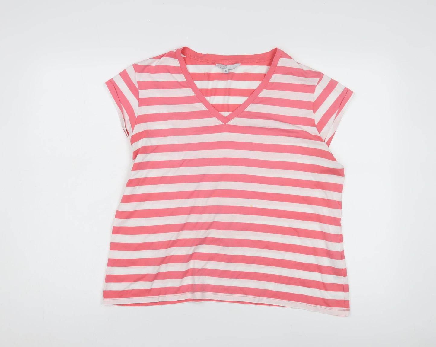 Jasper Conran Women's Pink Striped T-Shirt Size 16