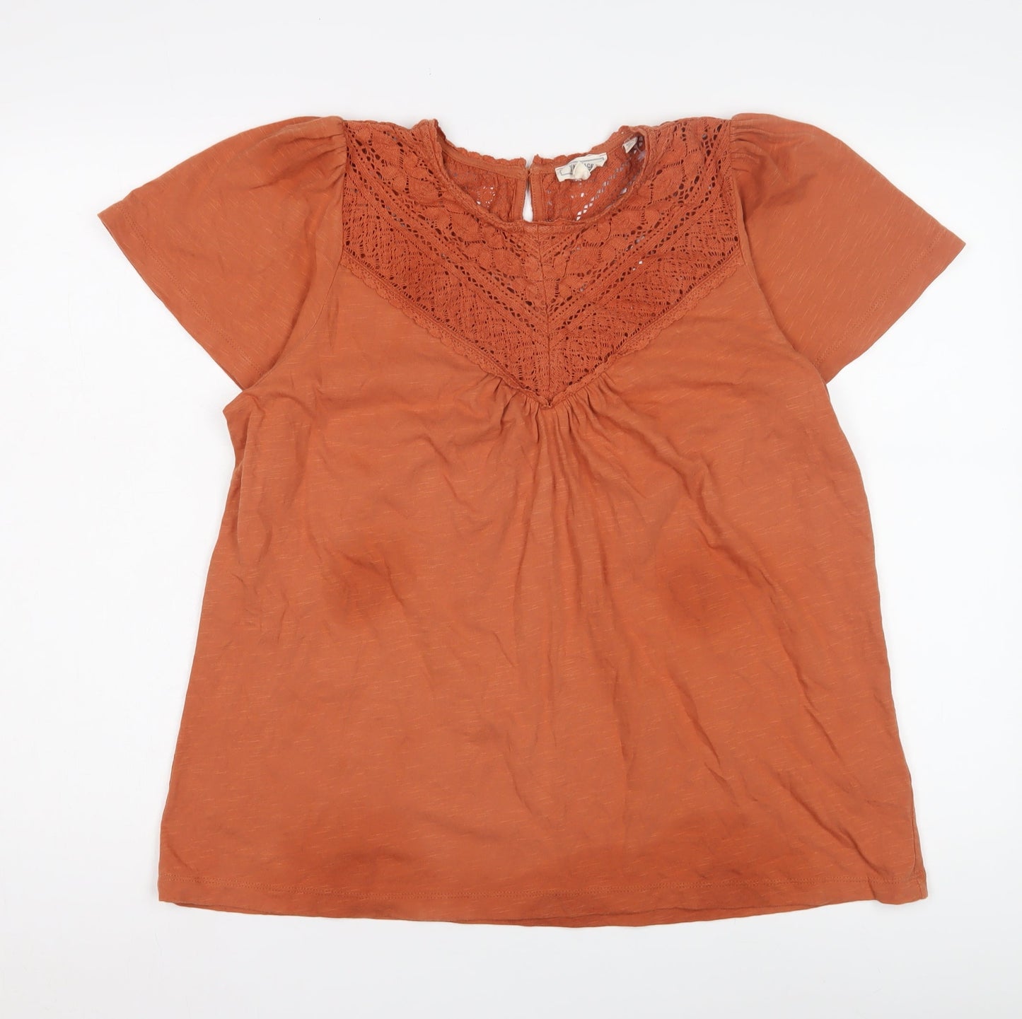 Womens UK Size 14 Fat Face Orange Basic Blouse