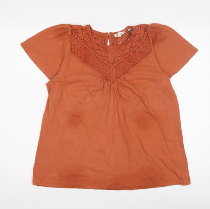 Womens UK Size 14 Fat Face Orange Basic Blouse