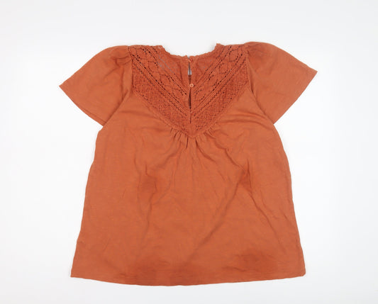Womens UK Size 14 Fat Face Orange Basic Blouse
