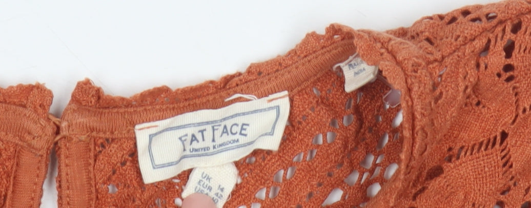 Womens UK Size 14 Fat Face Orange Basic Blouse