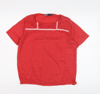 Womens UK Size M Isle Red Basic T-Shirt