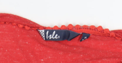 Womens UK Size M Isle Red Basic T-Shirt