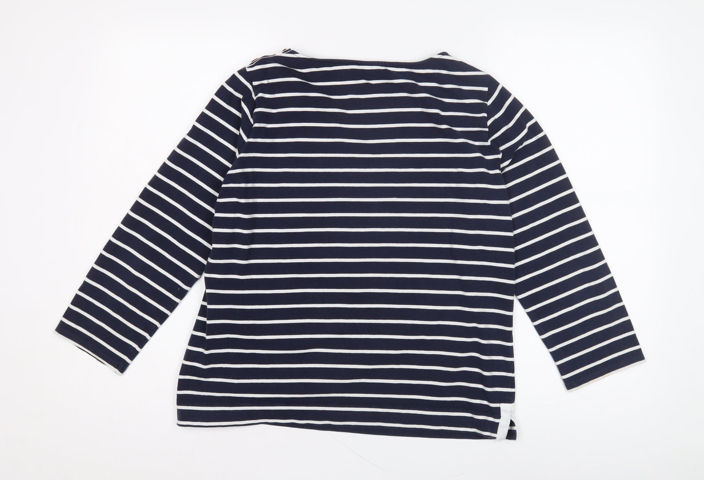 Jaeger Women's Blue Striped Boat Neck Top M