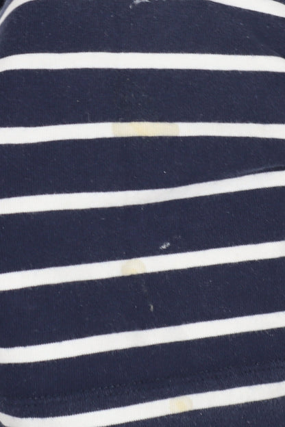 Jaeger Women's Blue Striped Boat Neck Top M