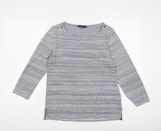 Jasper Conran Women's Blue Striped T-Shirt - Size 12