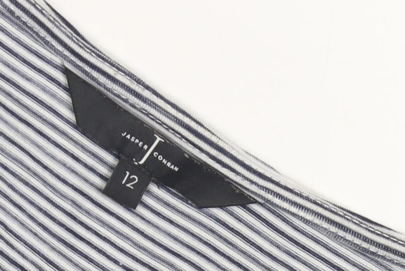 Jasper Conran Women's Blue Striped T-Shirt - Size 12
