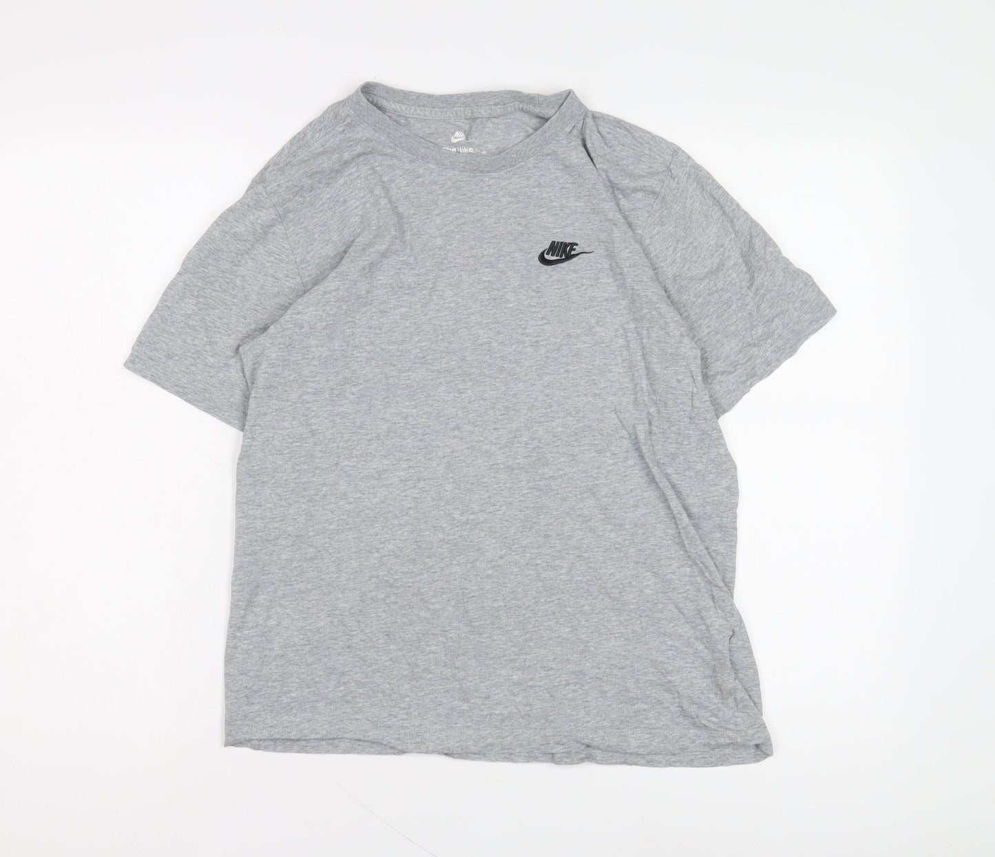 Nike Men's Grey Logo T-Shirt, Size S, Short Sleeve, Crew Neck