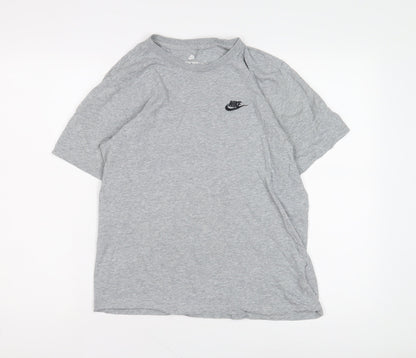 Nike Men's Grey Logo T-Shirt, Size S, Short Sleeve, Crew Neck