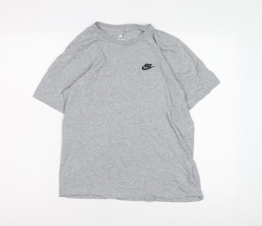 Nike Men's Grey Logo T-Shirt, Size S, Short Sleeve, Crew Neck