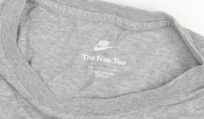 Nike Men's Grey Logo T-Shirt, Size S, Short Sleeve, Crew Neck
