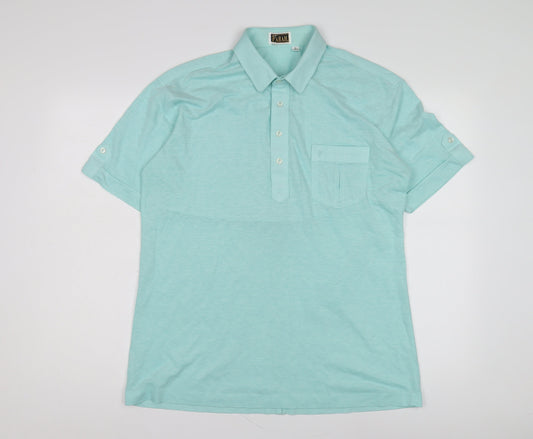 Farah Men's Green Polo Shirt L Vintage Short Sleeve