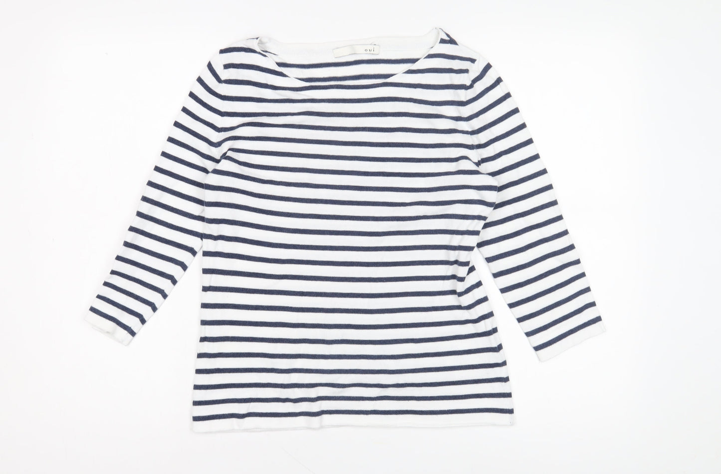 Womens UK Size 10 Oui White Basic T-Shirt