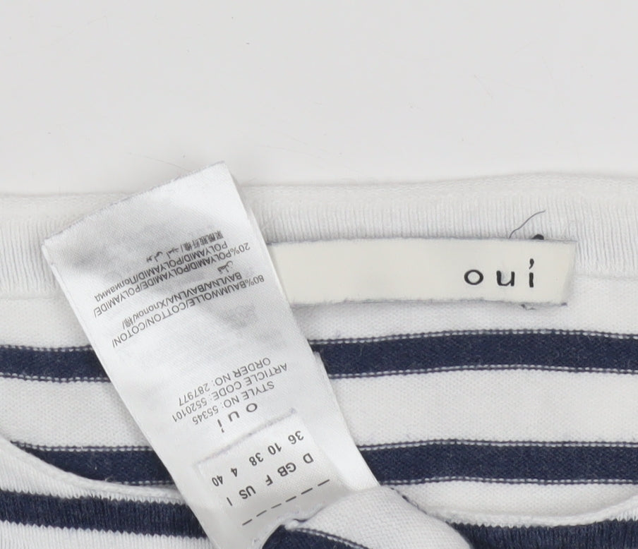 Womens UK Size 10 Oui White Basic T-Shirt