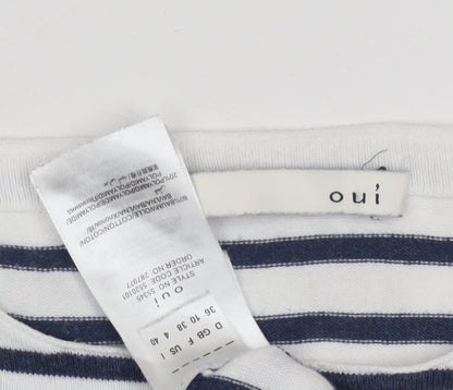 Womens UK Size 10 Oui White Basic T-Shirt