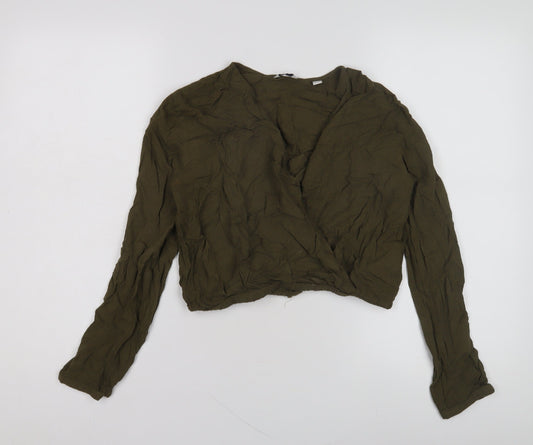 Jack Wills Women's Green Wrap Blouse, Size 8, Casual Chic