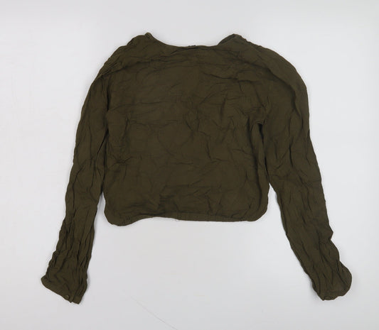 Jack Wills Women's Green Wrap Blouse, Size 8, Casual Chic