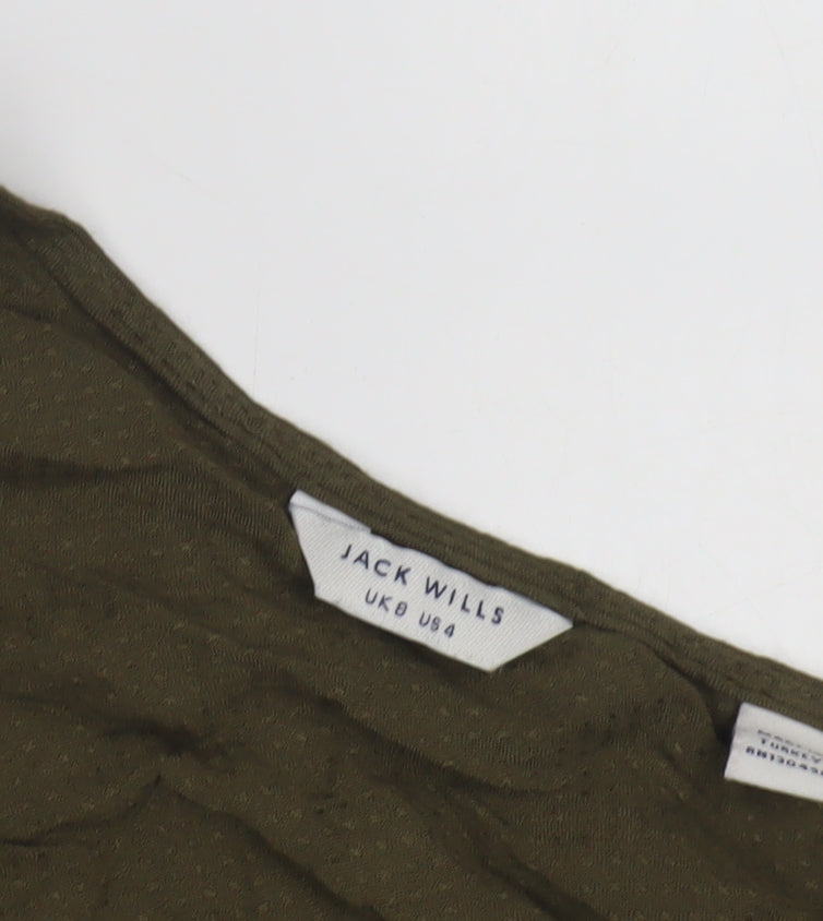 Jack Wills Women's Green Wrap Blouse, Size 8, Casual Chic