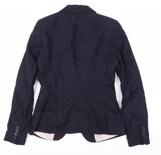 H&M Women's Blue Linen Blend Blazer Size 8