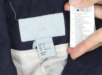 H&M Women's Blue Linen Blend Blazer Size 8