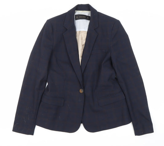 Zara Women's Blue Plaid Blazer M