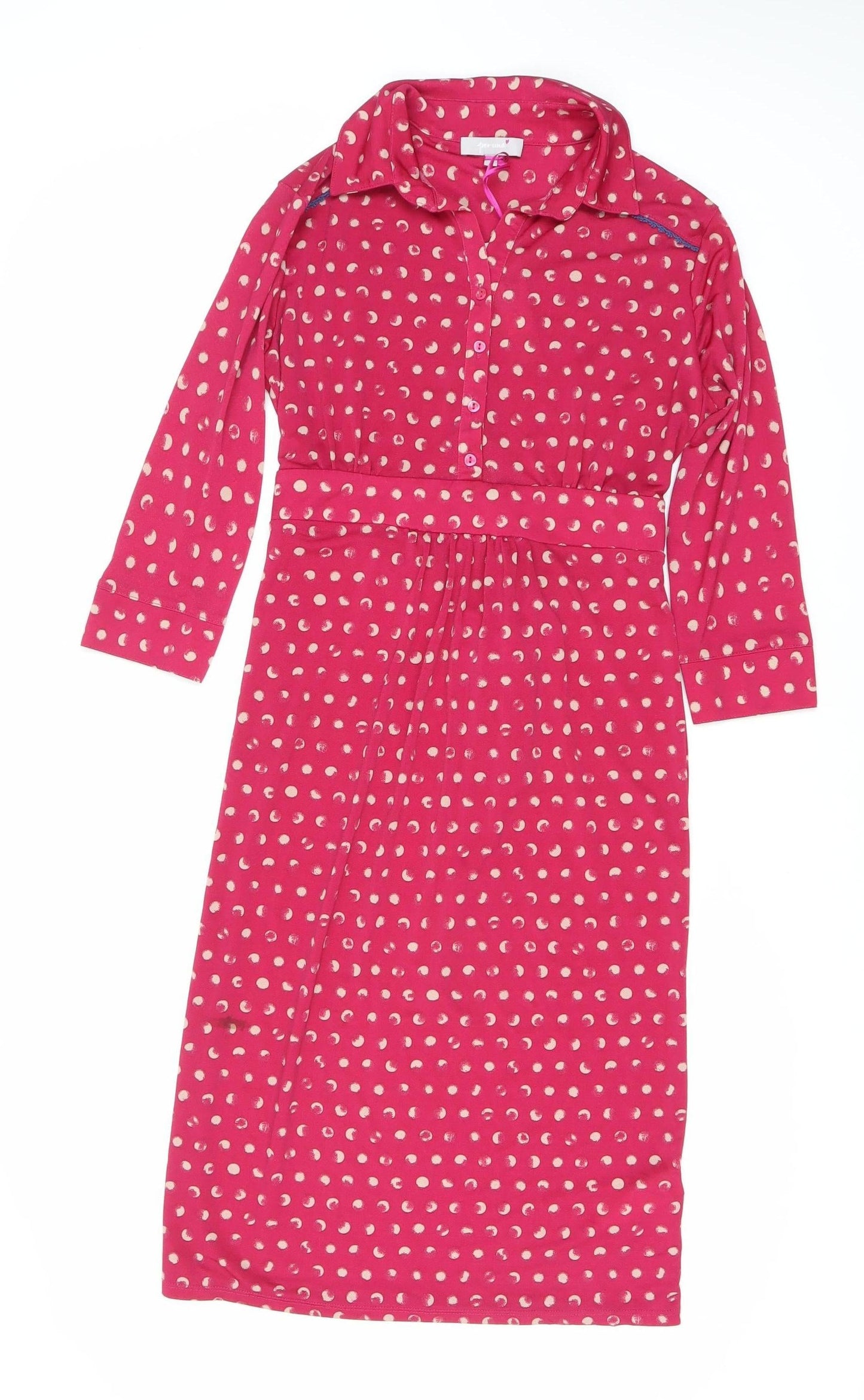 Per Una Women's Pink Polka Dot Shirt Dress Size 10