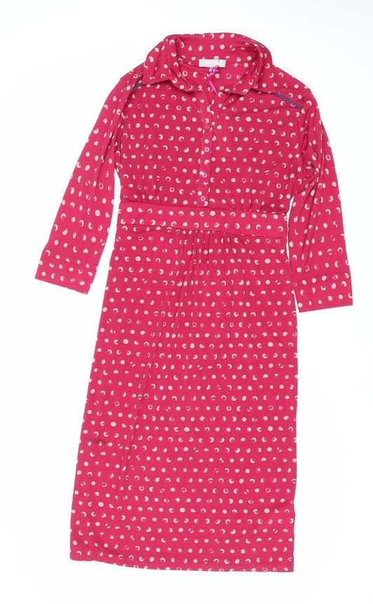 Per Una Women's Pink Polka Dot Shirt Dress Size 10