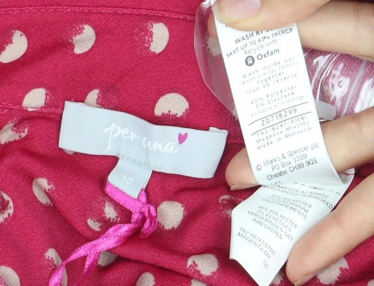 Per Una Women's Pink Polka Dot Shirt Dress Size 10