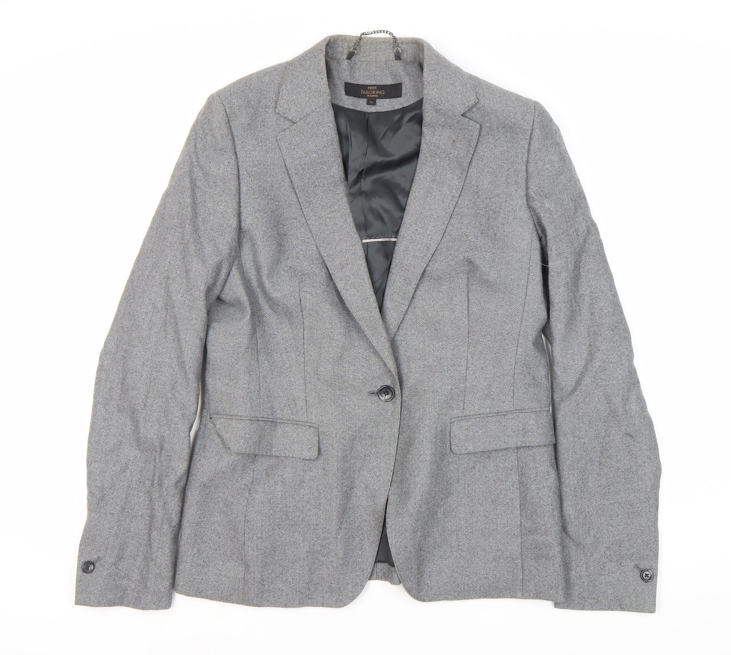 Next Women's Grey Suit Jacket, Size 12, Wool Blend, Lined