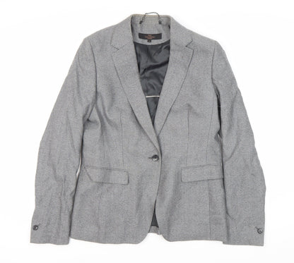 Next Women's Grey Suit Jacket, Size 12, Wool Blend, Lined