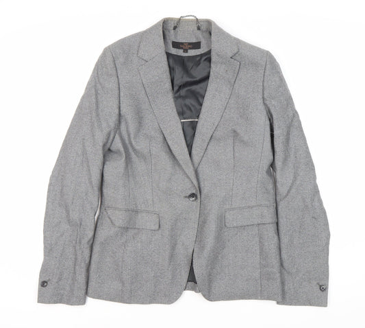 Next Women's Grey Suit Jacket, Size 12, Wool Blend, Lined