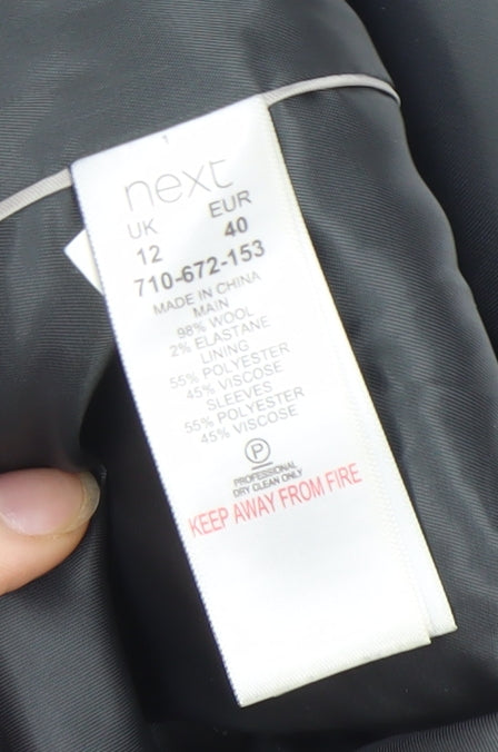 Next Women's Grey Suit Jacket, Size 12, Wool Blend, Lined