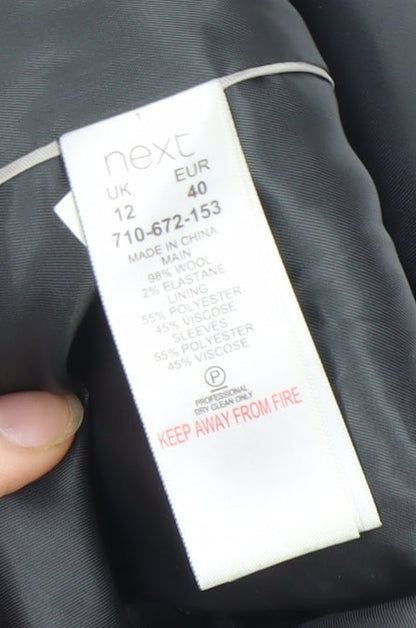 Next Women's Grey Suit Jacket, Size 12, Wool Blend, Lined